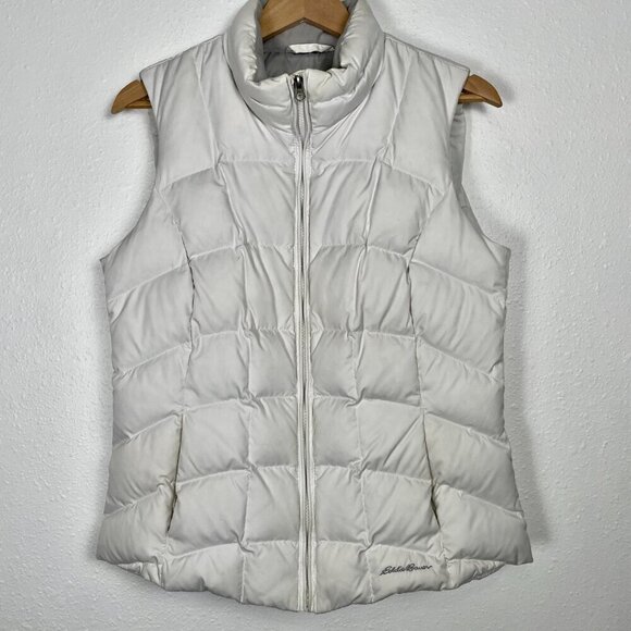 Eddie Bauer Down Puffer Vest Womens M EB650 White Outdoor Winter Comfort - Picture 3 of 12